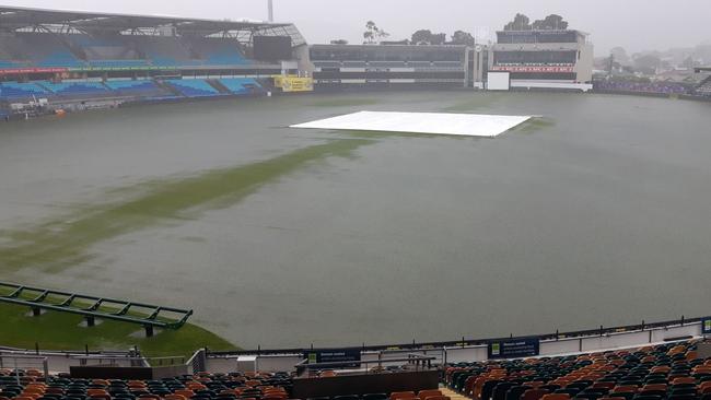 Blundstone Arena under water following a storm in early January. Picture Kris Bird