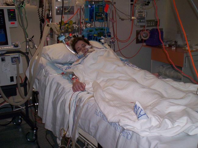 Lucinda Winnem after her double lung, heart and liver transplant at The Prince Charles Hospital in 2005.