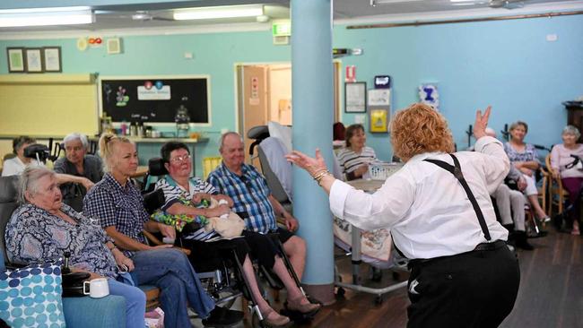 LIVE THEATRE EXPERIENCE: Z-Pac Theatre actors bring joy to residents of Tricare nursing home with their performance of Snapshots from Home. Picture: Cody Fox