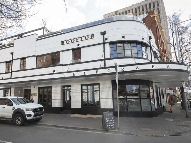 The revamped exterior of the classic Art Deco style Telegraph Hotel, on the Hobart waterfront. Picture: Chris Kidd