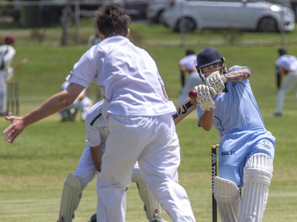 Brandon Walker bats for Toowoomba. Mitchell Shield cricket, Toowoomba Reps vs Stanthorpe. Sunday. 17th Jan 2021