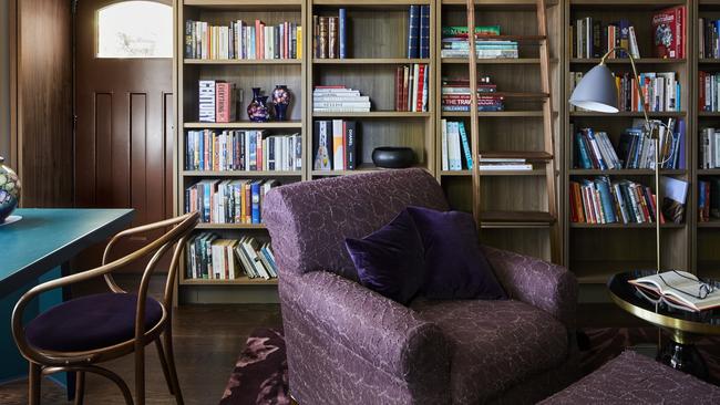 The transformed library of the Arts and Crafts bungalow. Picture: James Geer