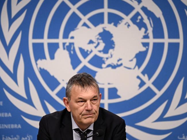 UNRWA Commissioner General Philippe Lazzarini holds a press conference on the situation in Gaza at the United Nations offices in Geneva. Picture: AFP