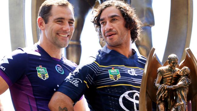 Storm captain Cameron Smith and Cowboys skipper Johnathan Thurston are eyeing big seasons. Picture: Mark Evans