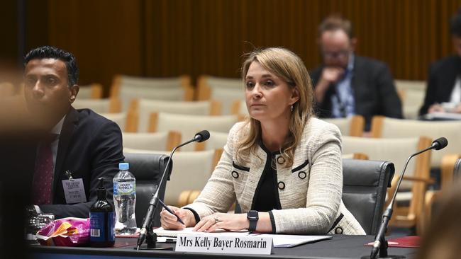 Optus CEO Kelly Bayer Rosmarin resigned in December after appearing at a Senate inquiry into the outage. Picture: NCA NewsWire / Martin Ollman