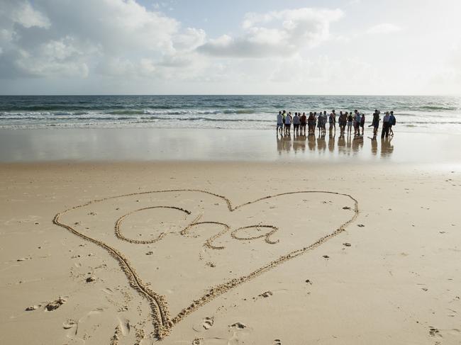 Bribie Island locals gather to pay tribute to Charlie Zmuda. Picture Lachie Millard