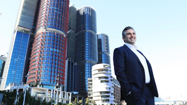 Lendlease chief executive Lombardo at Barangaroo in Sydney which was built by his company. Picture: John Feder