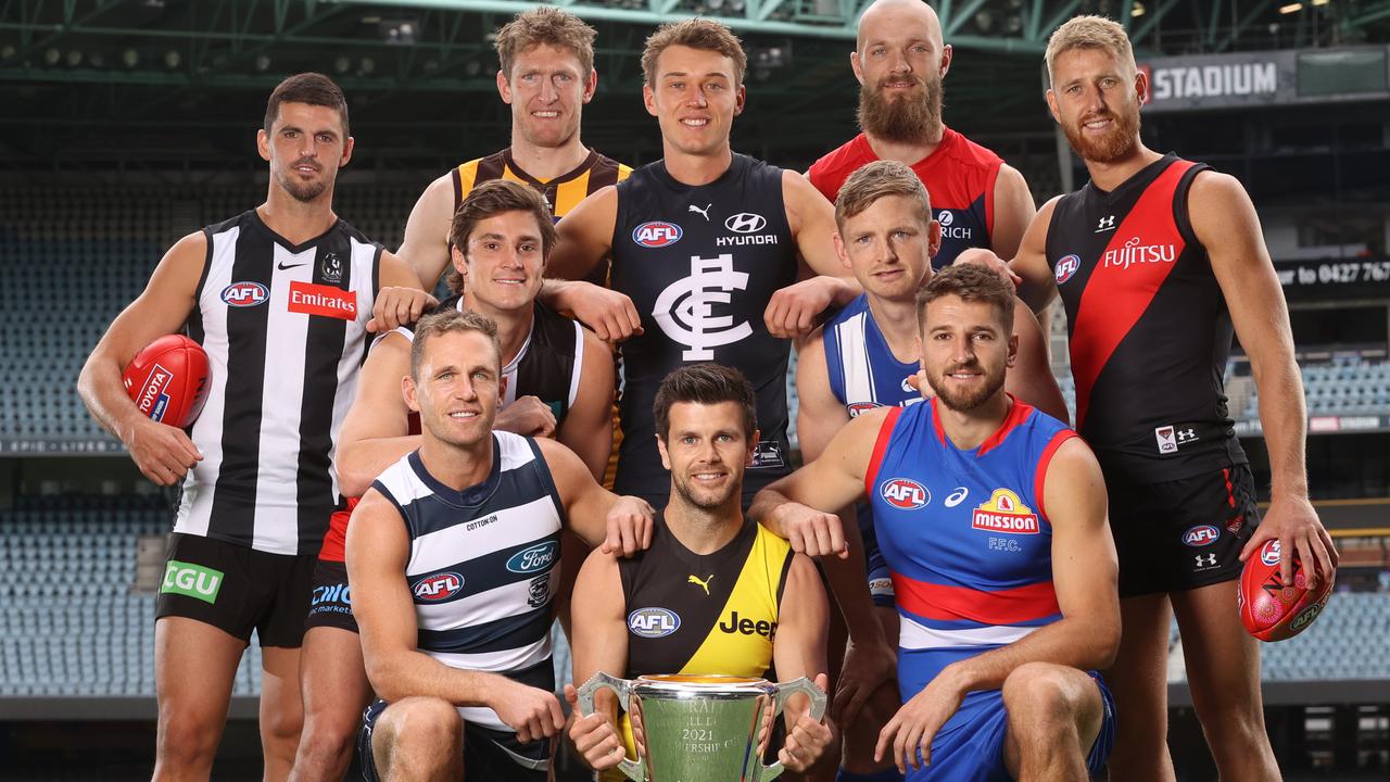 AFL Captains Day at Marvel Stadium, Melbourne. 10/03/2021. Melbourne based captains gather at Marvel Stadium today ahead of next Thursdays season opener. . Pic: Michael Klein