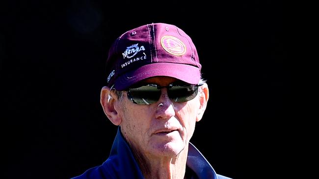 BRISBANE, AUSTRALIA — AUGUST 13: Coach Wayne Bennett watches on during a Brisbane Broncos NRL training session on August 13, 2018 in Brisbane, Australia. (Photo by Bradley Kanaris/Getty Images)