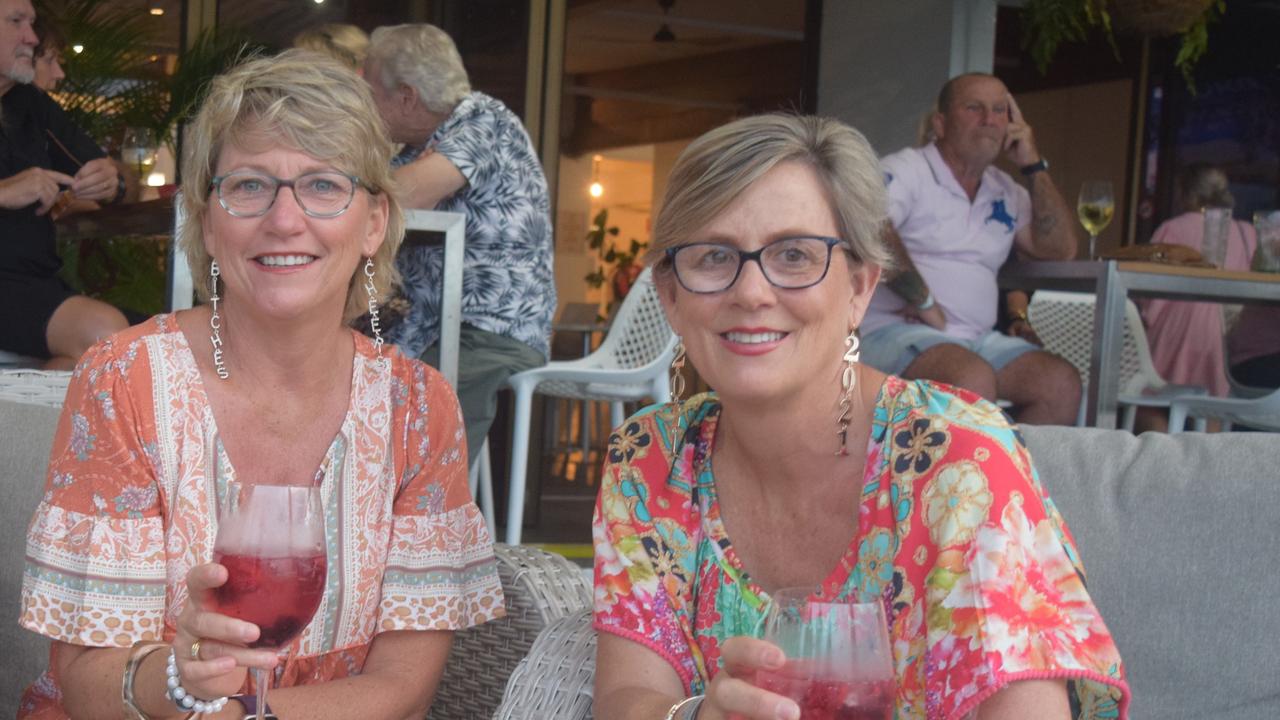 Julie Astorquia and Sally Waltshire from Innisfail celebrated New Year at the Whitsunday Sailing Club. Picture: Laura Thomas