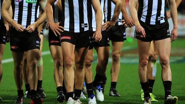 AFL - Sydney Swans v Collingwood Magpies at the Sydney Cricket Ground. Scott Pendlebury leads the team off the field after their 11 point loss to the Swans. Picture: Toby Zerna