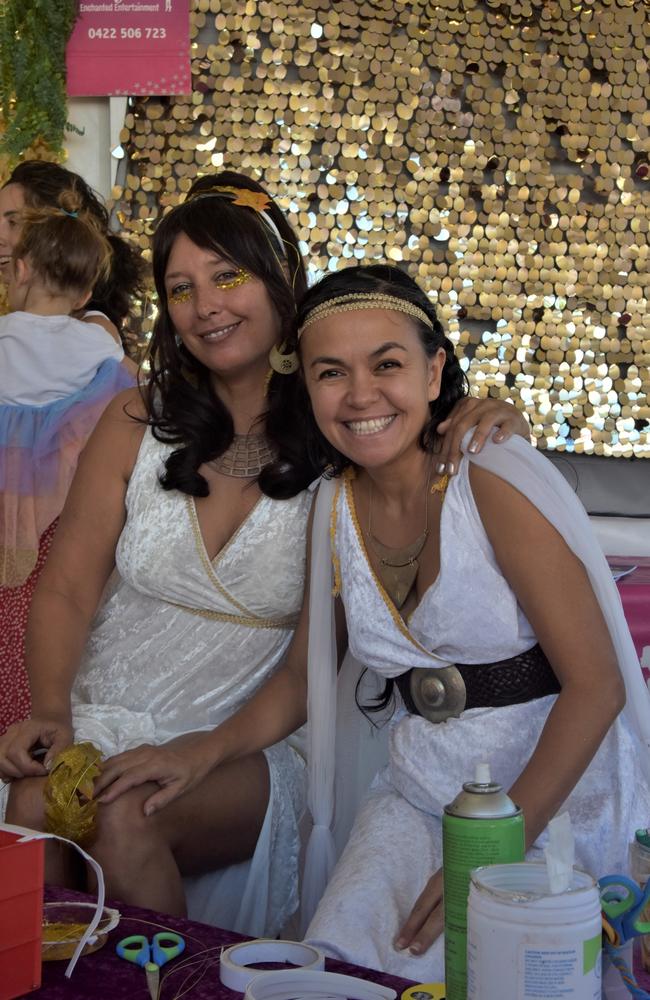 Louise and Valerie were among thousands of Territorians enjoying the 2023 Greek GleNTi on the Darwin Esplanade. June 10, 2023. Picture: Sierra Haigh