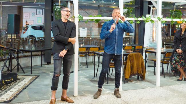 James McGovern and Scott Gooding celebrate the opening of The Good Place Kawana. Mr Gooding is no longer connected to the company.