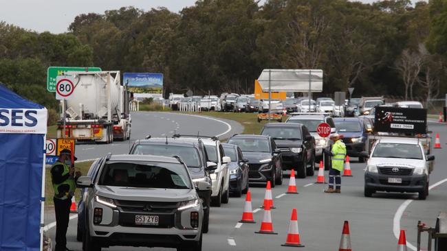 The hard border closure at Coolangatta. Picture: Glenn Hampson.