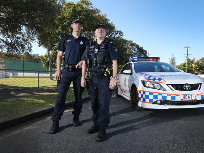 The future of policing is going to be more mobile and technology driven. Rapid Action Patrol officers Sergeant Matt Pyke and Senior Constable Klay Williams (left)  at work. Picture Glenn Hampson