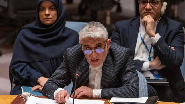 Iran’s ambassador to the UN, Amir Saeid Iravani, gave a chilling warning. Picture: AFP