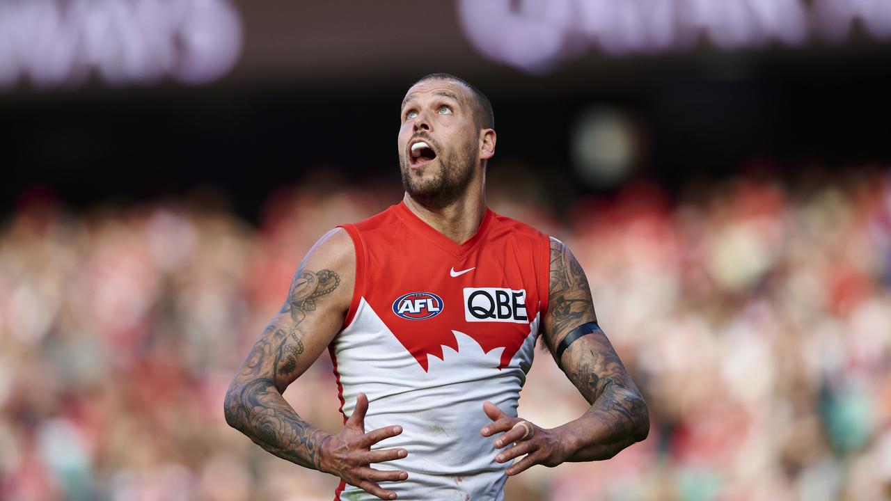 SYDNEY, AUSTRALIA - JULY 23: Lance Franklin of the Swans is pictured during the round 19 AFL match between the Sydney Swans and the Adelaide Crows at Sydney Cricket Ground on July 23, 2022 in Sydney, Australia. (Photo by Brett Hemmings/AFL Photos/via Getty Images)