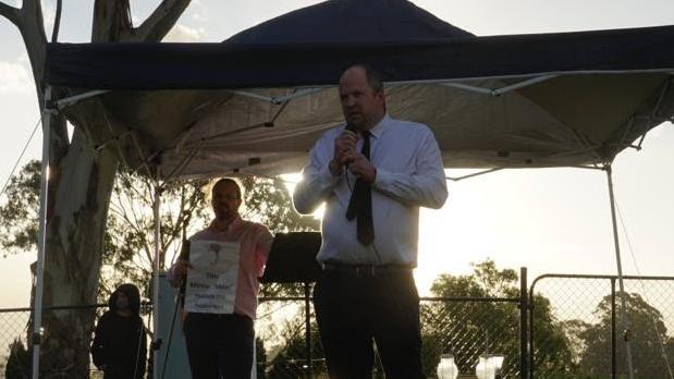 Cr Ryan Tracey speaking at the Vigil