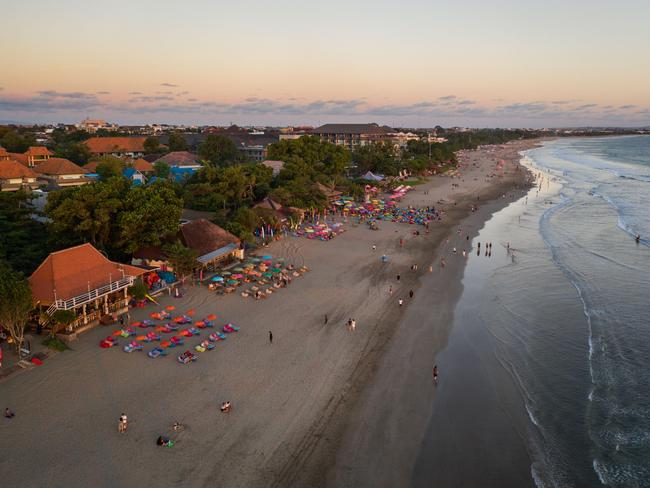 The famous Seminyak beach, a much-loved destination for Aussie tourists. Picture: Alamy