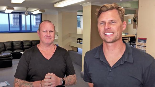 Nathan Cartledge and Lachlan Jones are part of a team of renovators who will be transforming the Tweed Heads Public School staff room. Photo: Supplied.