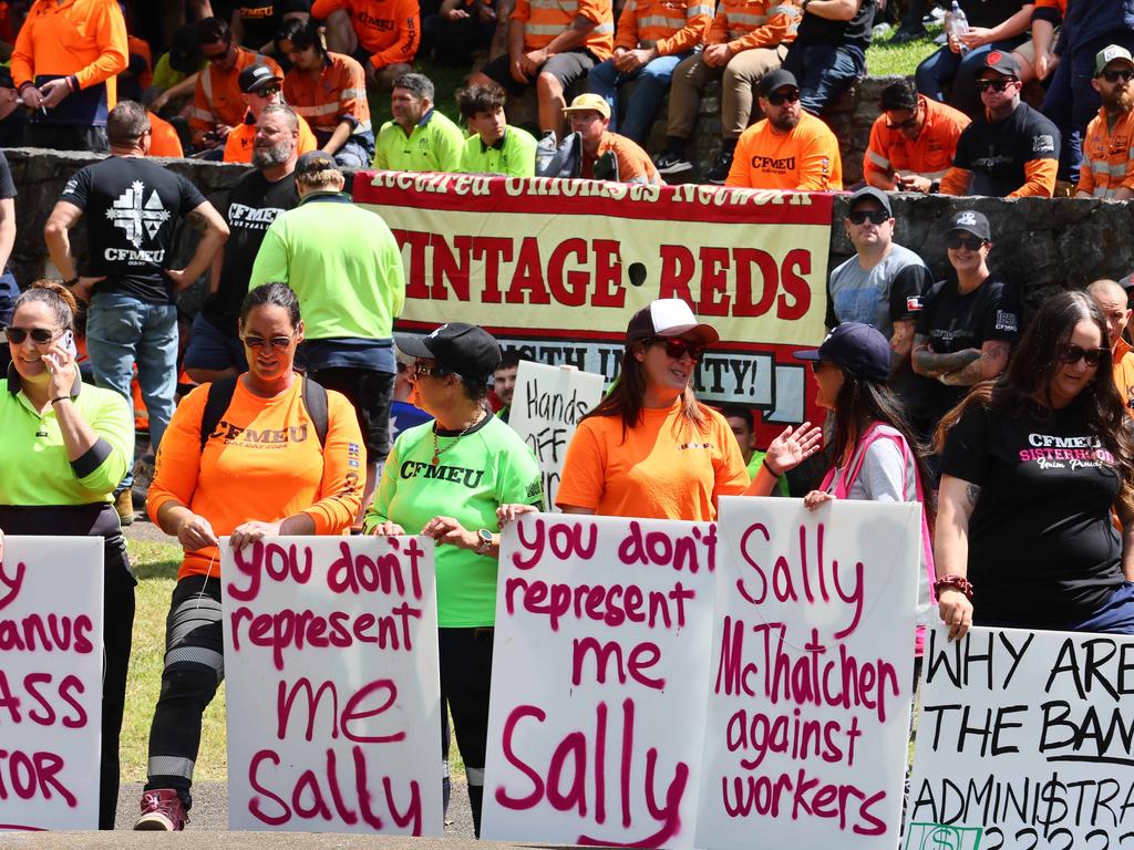 Members of the Queensland Electrical Trades Union and other unions rallied in Brisbane to defend the CFMEU in September. Picture: Tertius Pickard