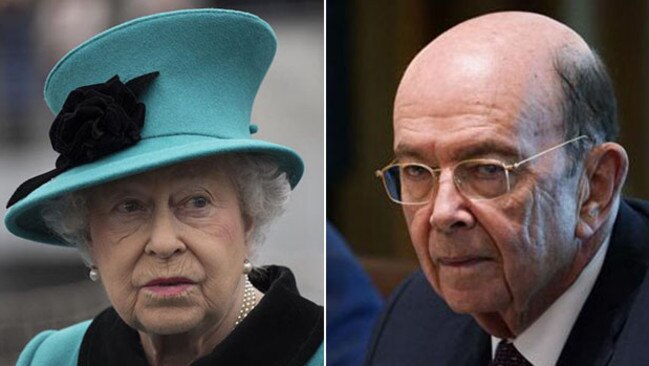 Not amused: The Queen and Trump's commerce secretary have been named in the latest dump of documents.