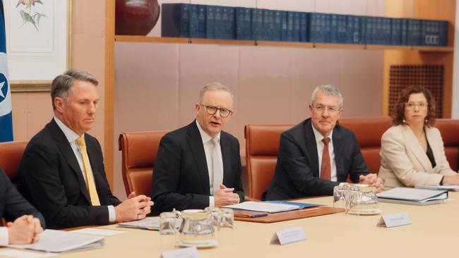 Anthony Albanese holds a full ministry meeting inside the Cabinet Room at Parliament House in Canberra. Picture: David Beach/NewsWire