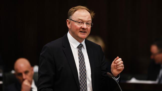 Liberal MP Roger Jaensch during question time in State Parliament. Picture: Zak Simmonds