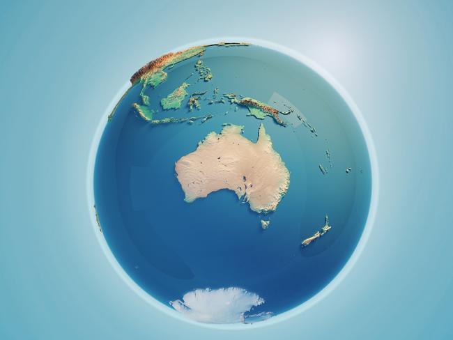 Australia 3D Render of the Planet Earth. Made with Natural Earth. URL of source data: http://www.naturalearthdata.com