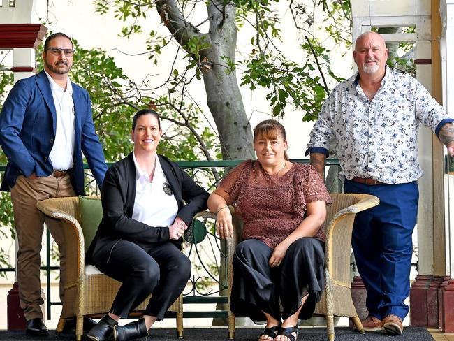 Michael and Kerri-Lyn Stewart of the Balin Stewart Foundation and Belinda and Brett Beasley of the Jack Beasley Foundation at the announcement of a new knife crime prevention initiative at Parliament House. Picture: John Gass/NCA NewsWire