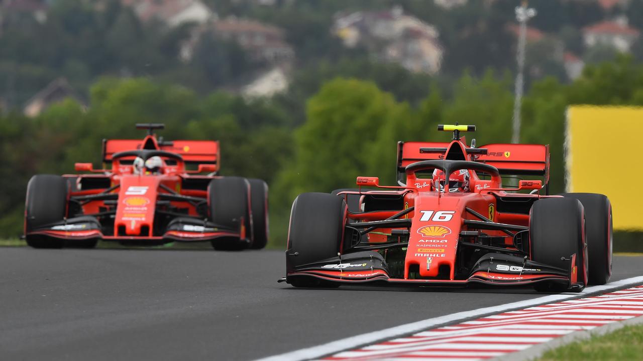Charles Leclerc leads Sebastian Vettel at the Hungaroring.