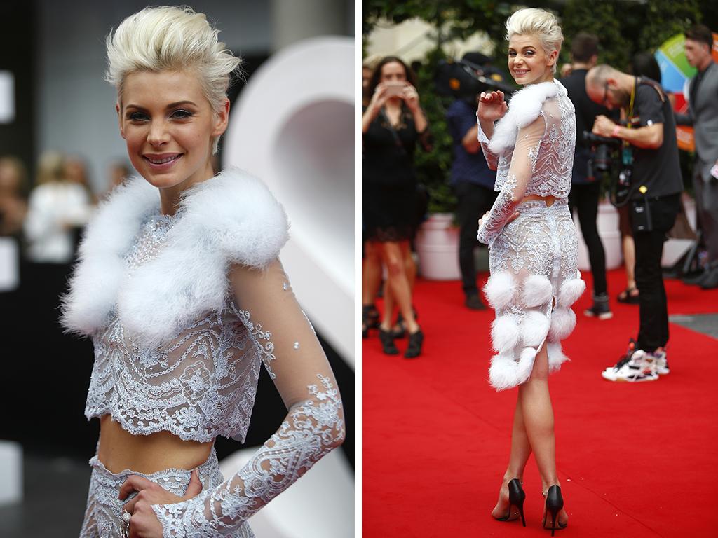 Kate Peck arrives on the red carpet at the ARIA Awards 2014 in Sydney, Australia. Picture: Bradley Hunter