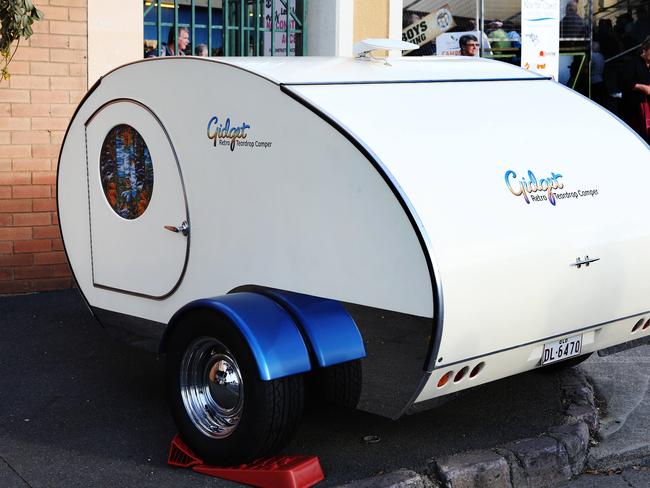 The Gidget Retro Teardrop Camper on display at the Caravan and Camping Show at RNA Showgrounds. Pics Tara Croser.