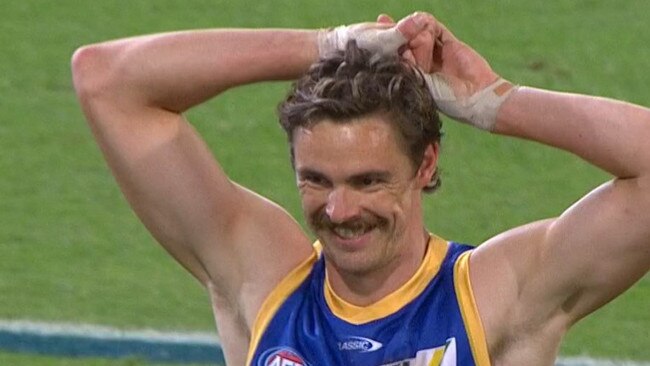 Joe Daniher could only smile at a missed goal.