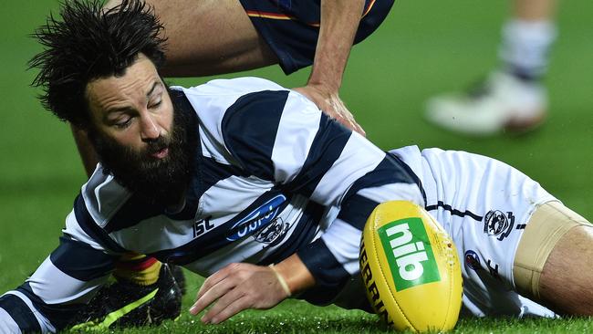 That’s one hair-raising beard. Jimmy had a blinder against the Crows after a week’s rest. Picture: AAP