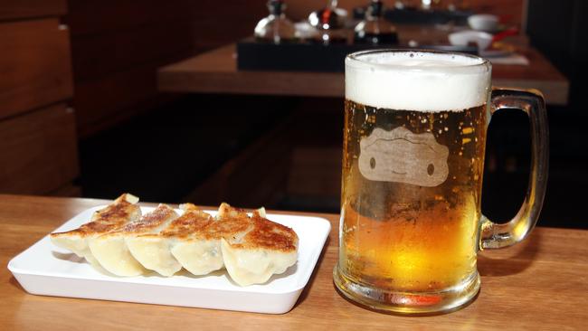 Beer and Gyoza from Harajuku Gyoza. Pic Annette Dew