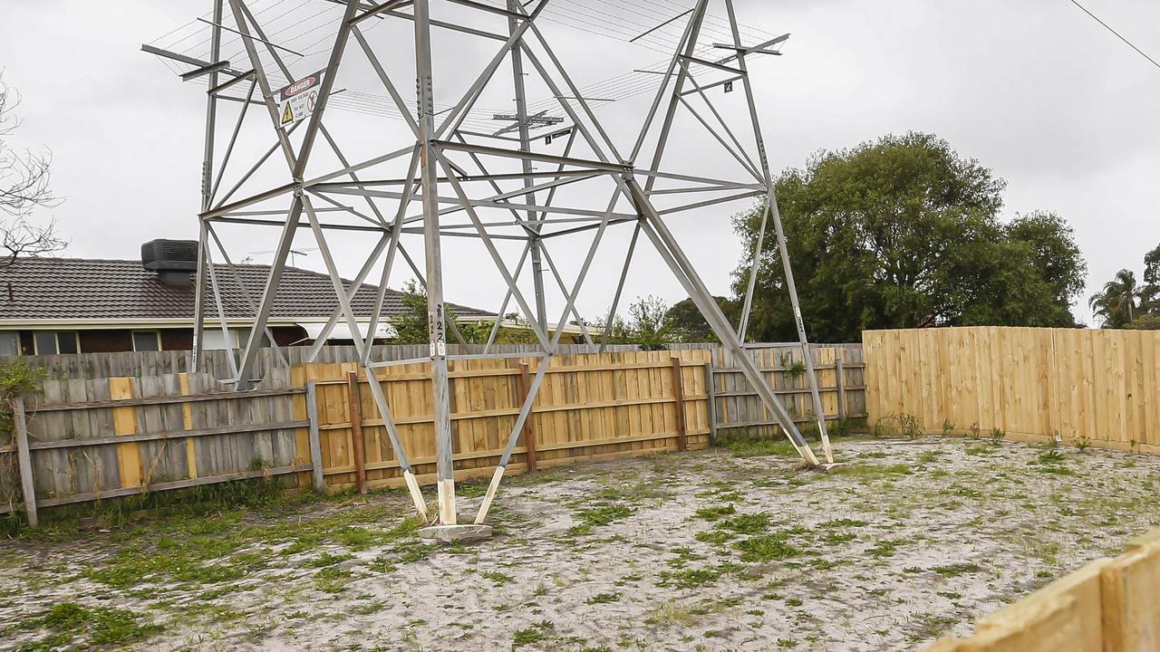 A new Clarinda unit block in Clarinda features a gigantic electrical tower in the backyard. Picture: Valeriu Campan