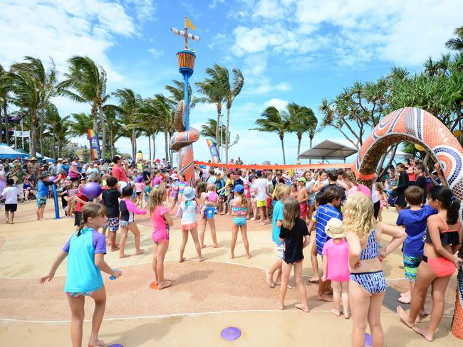 Kids eagerly wait for the ribbon to be cut for the official opening of the Keppel Kraken in Yeppoon.Rachael Conaghan/ The Morning Bulletin