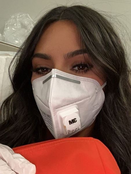 Kim Kardashian in a face mask. Picture: Instagram