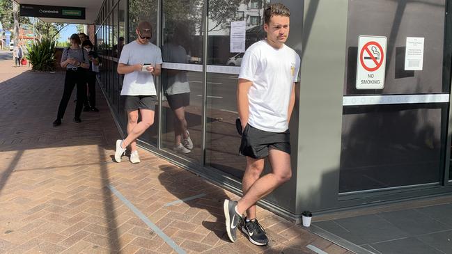 People queue at a Centrelink office in Hornsby, in Sydney’s north, last week. Picture: Madelaine Wong