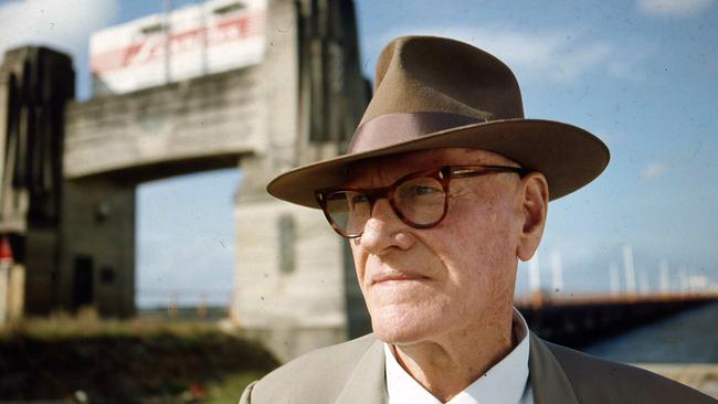 Sir Manuel Hornibrook at the Hornibrook Highway in Redcliffe. Picture by Len Drummond. The Courier-Mail Photo Archive.