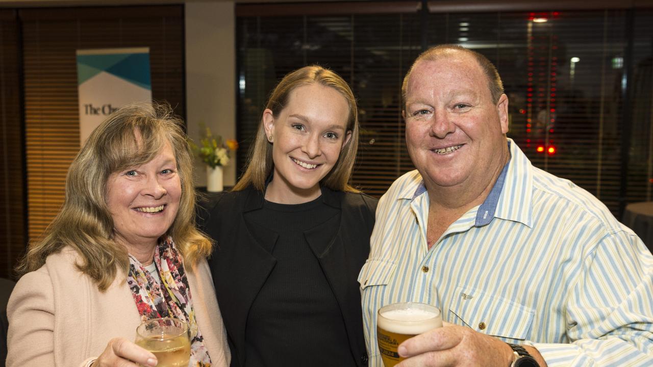 Eager to meet Lee Kernaghan are (from left) Kate, Amelia and Scott Cutmore. Picture: Kevin Farmer