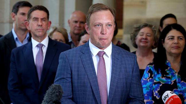 Steven Miles addresses the media on Tuesday after being formally endorsed as Queensland’s new Opposition Leader. Picture: David Clark