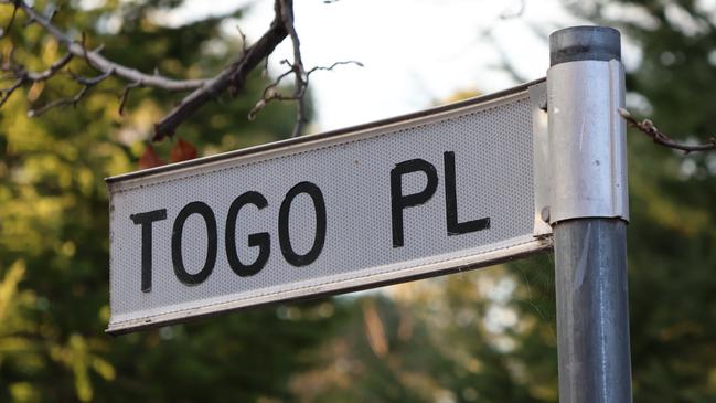 Togo Place, in the ACT suburb of Gordon, where the alleged murder occurred. Picture: Blake Foden