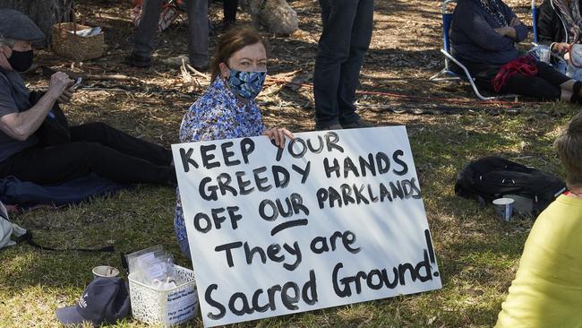 Public rallies have been held against the proposed development of Helen Mayo Park.