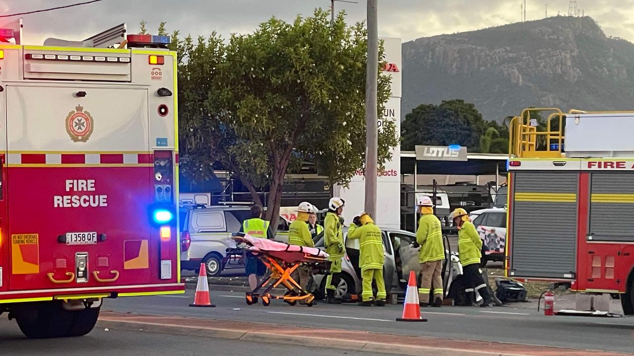 A person has been taken to hospital with a suspected leg injury after a two-vehicle crash in Rosslea on Friday evening. Photo: Leighton Smith.