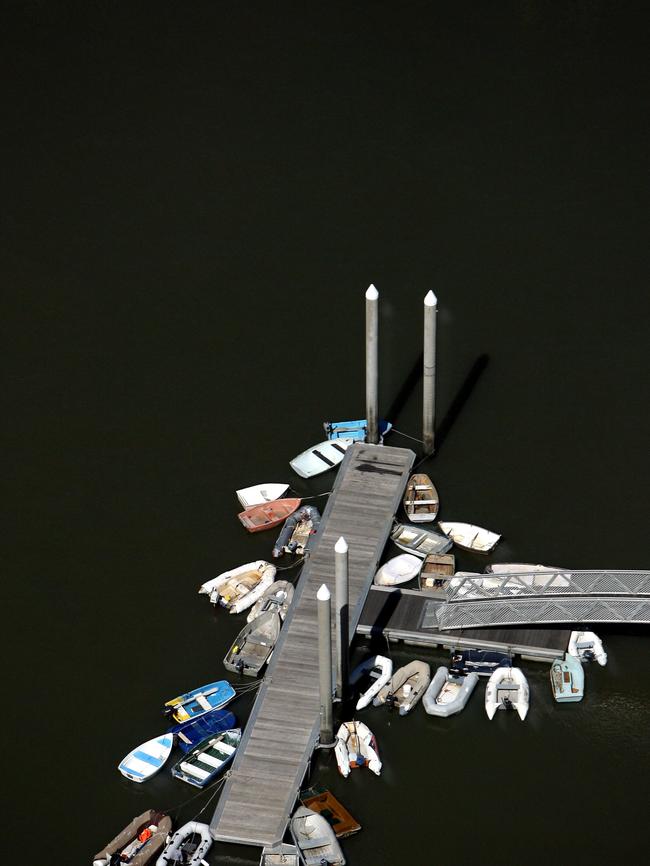 May 2007: Eagle Street Pier surrounded by small boats. Picture: Jeff Camden
