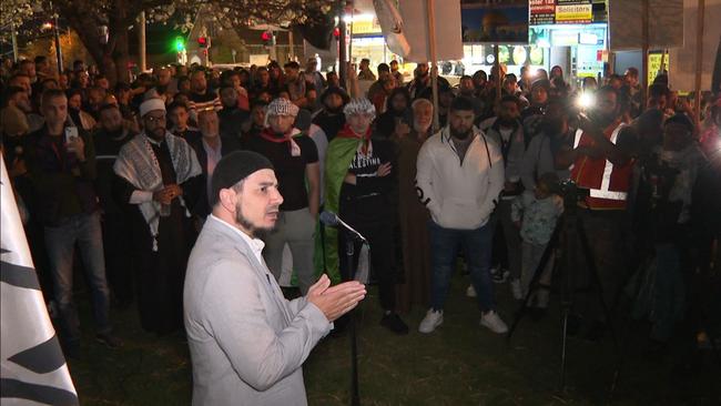 Protesters rally in favour of Palestine at Lakemba. Picture: TNV