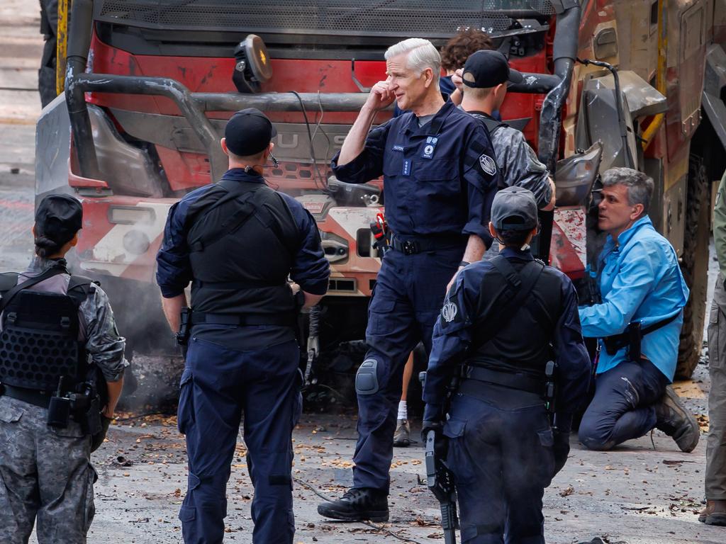 Actor Matthew Modine on set. Picture: Lachie Millard