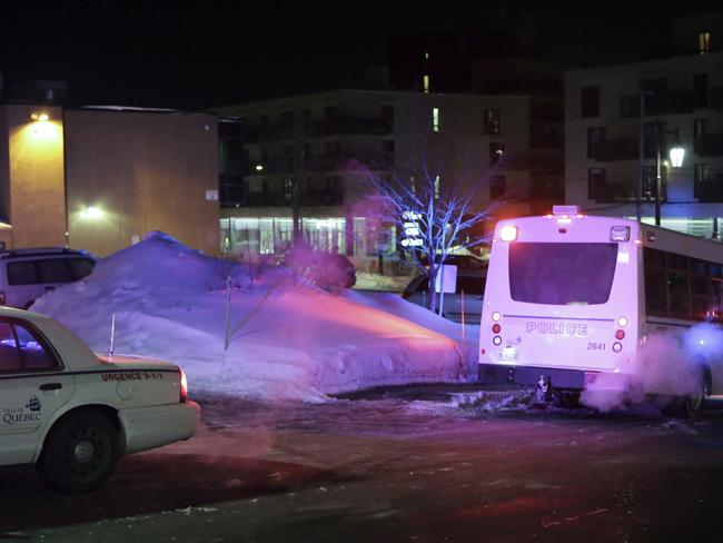 The scene of the deadly shooting at a mosque in Quebec City, Canada. Picture: Francis Vachon / The Canadian Press via AP